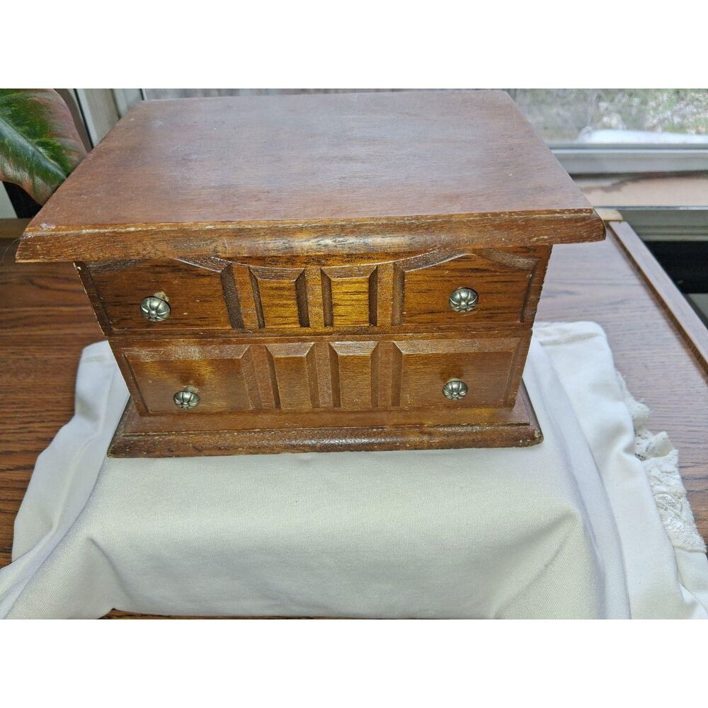 Vintage 1 Drawer Small Wood Box Jewelry Chest wooden accents piece storage box